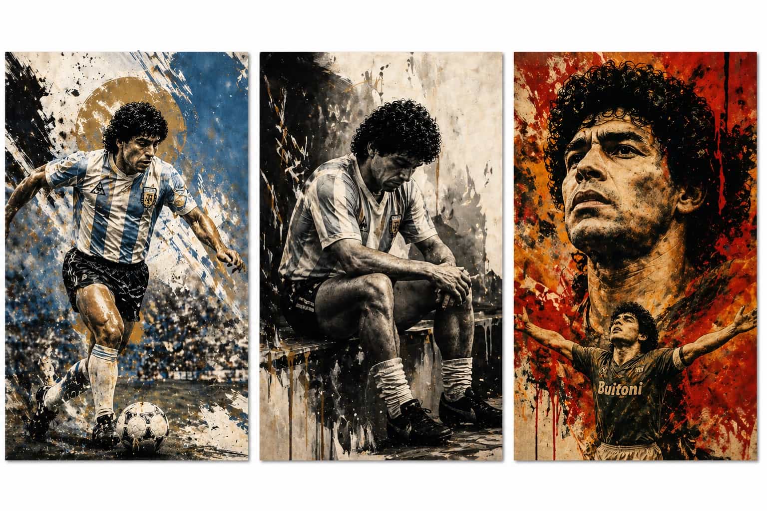 El Diez — Maradona triptych artwork